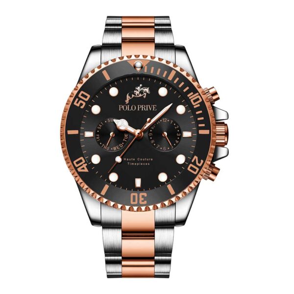 Black dial rose-gold bezel prestige watch – PP-823F-24-SRGB