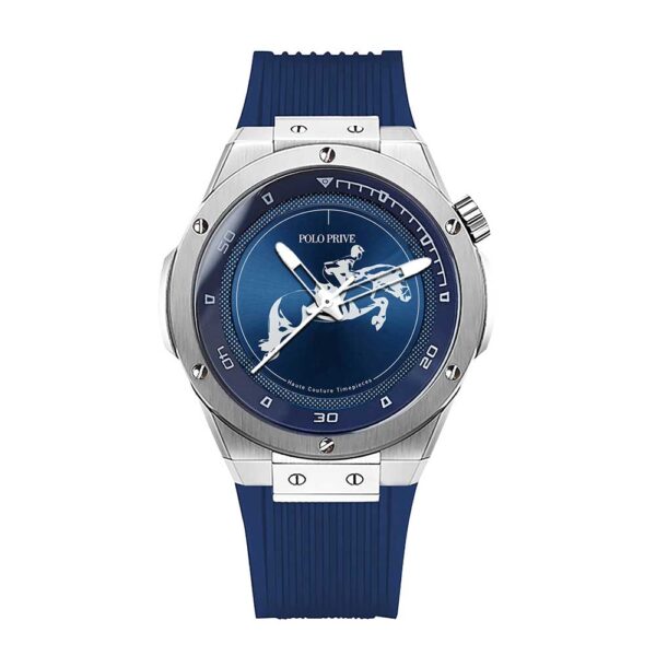 Silver case black dial black silicon strap watch – PP-8661-24-SBLBL