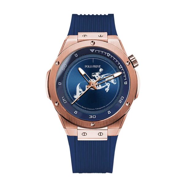 Blue dial rose-gold case blue silicon strap men’s watch – PP-8661-24-RGBLBL